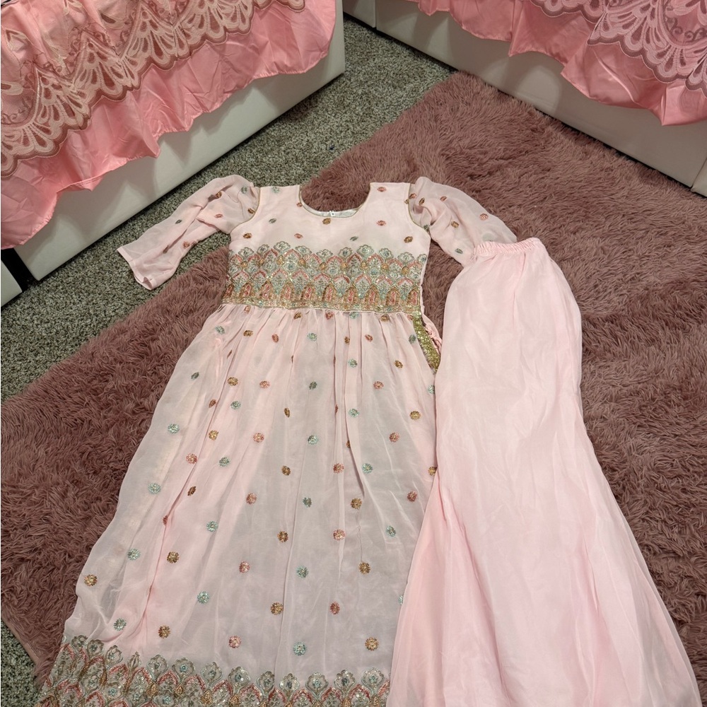 Elegant Pink Embroidered Dress
